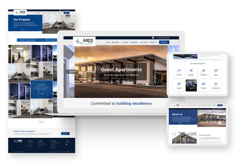 Www.kinchwopetto created the website for construction company ARCO to present their services